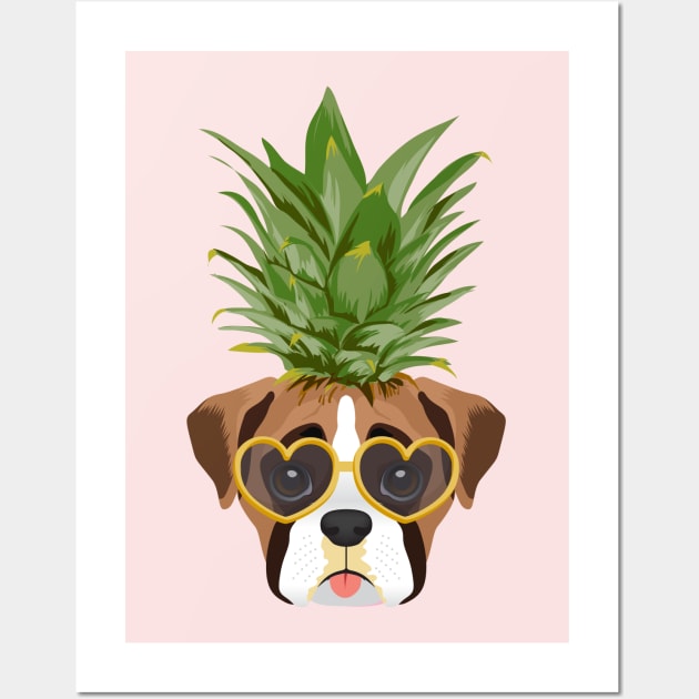 Pineapple Boxer Dog Wall Art by Happy Lime
